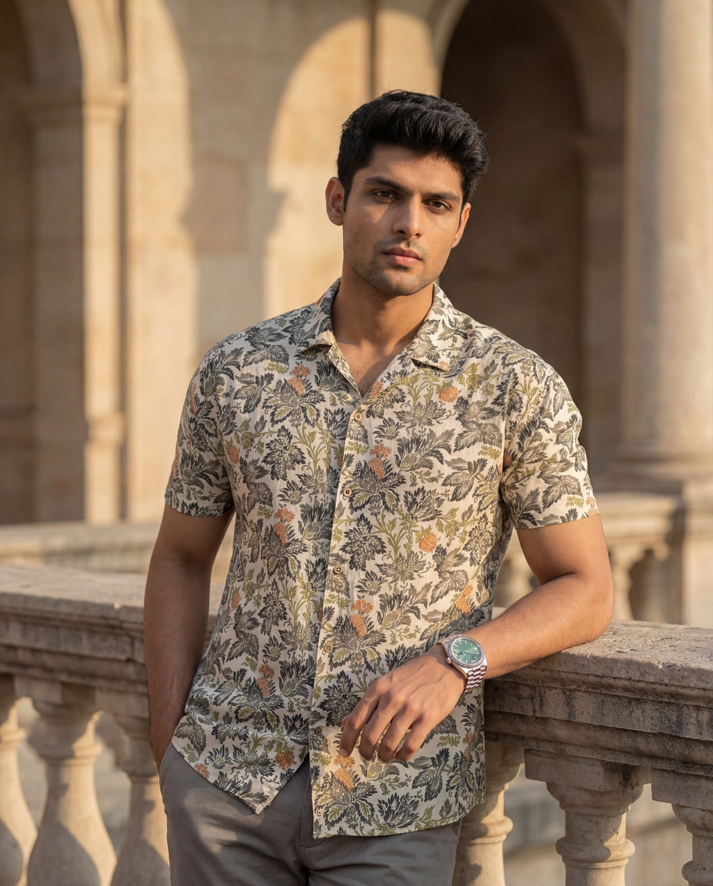 Belezo Signature Botanical Dune Shirt - Sage Edition