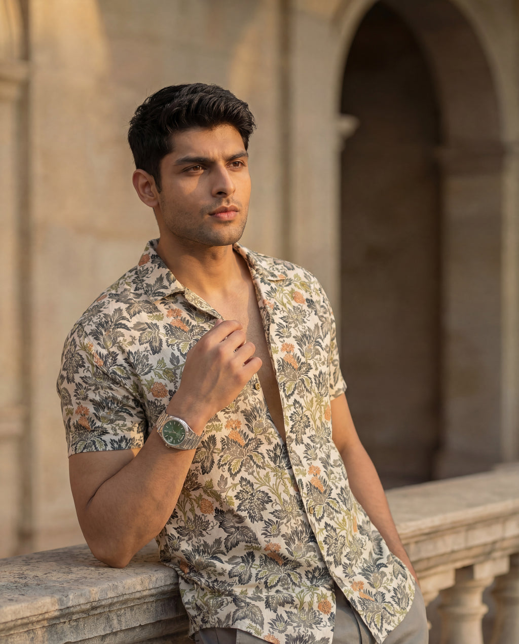Belezo Signature Botanical Dune Shirt - Sage Edition