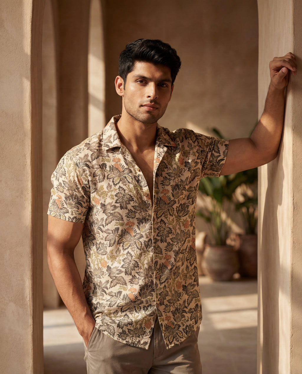 Belezo Signature Botanical Dune Shirt - Sage Edition