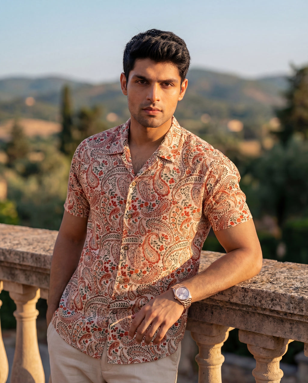 Belezo Signature Heritage Paisley Shirt – Terracotta Bloom